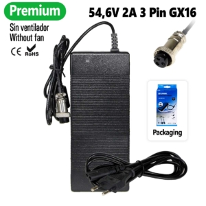 Cargador premium 54.6V 2A (conector 3 Pines GX16) [Suniik]
